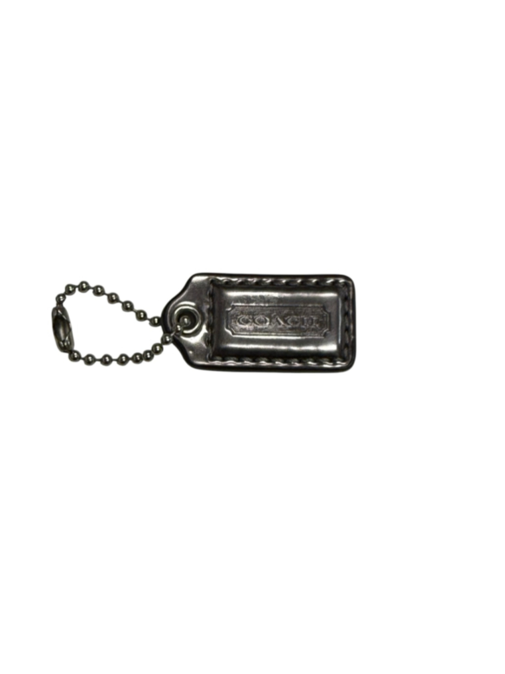 Coach Metallic Silver Leather Purse Charm Tag